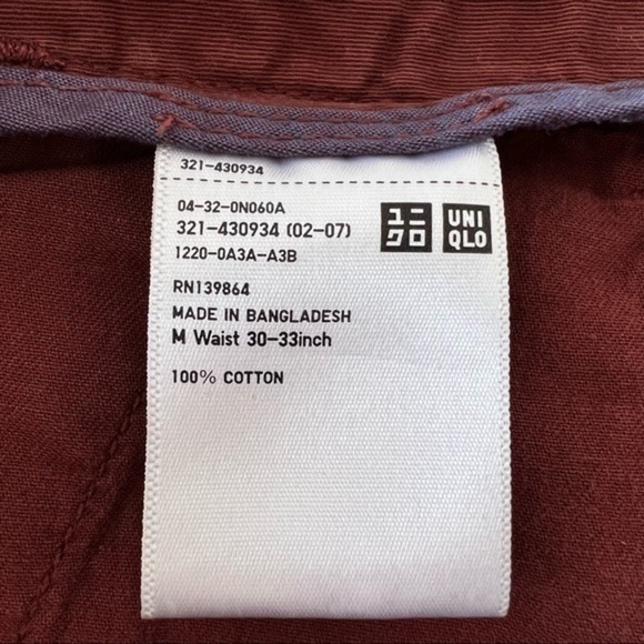 Uniqlo rust brown chino flat front 9” inseam shorts Sz M (W30-33) - Picture 6 of 7